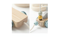 Brightly Painted Wooden Pull Train Rolling Animal Pull Toy Classic Wooden Train with Wheels Educational for Playroom
