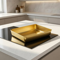 Deep Roasting Tray Oven Safe Sheet Pan with Deep Sides Stainless Steel Tray Induction-Compatible Stainless Steel Baking Pan