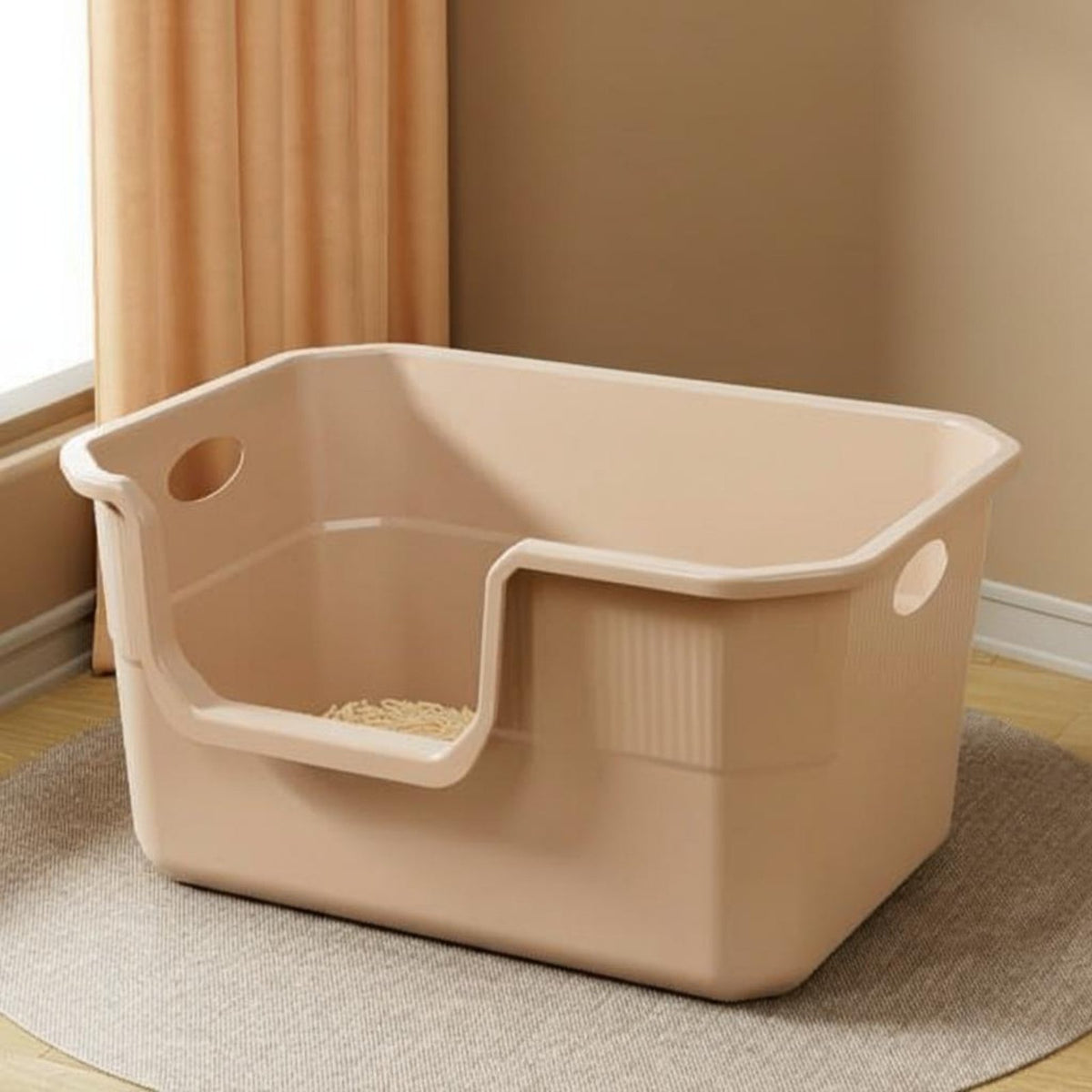 Jumbo Open Cat Litter Box with Splash Guard, Odor Control