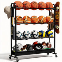 Mobile Basketball Storage Rack with Wheels for Balls