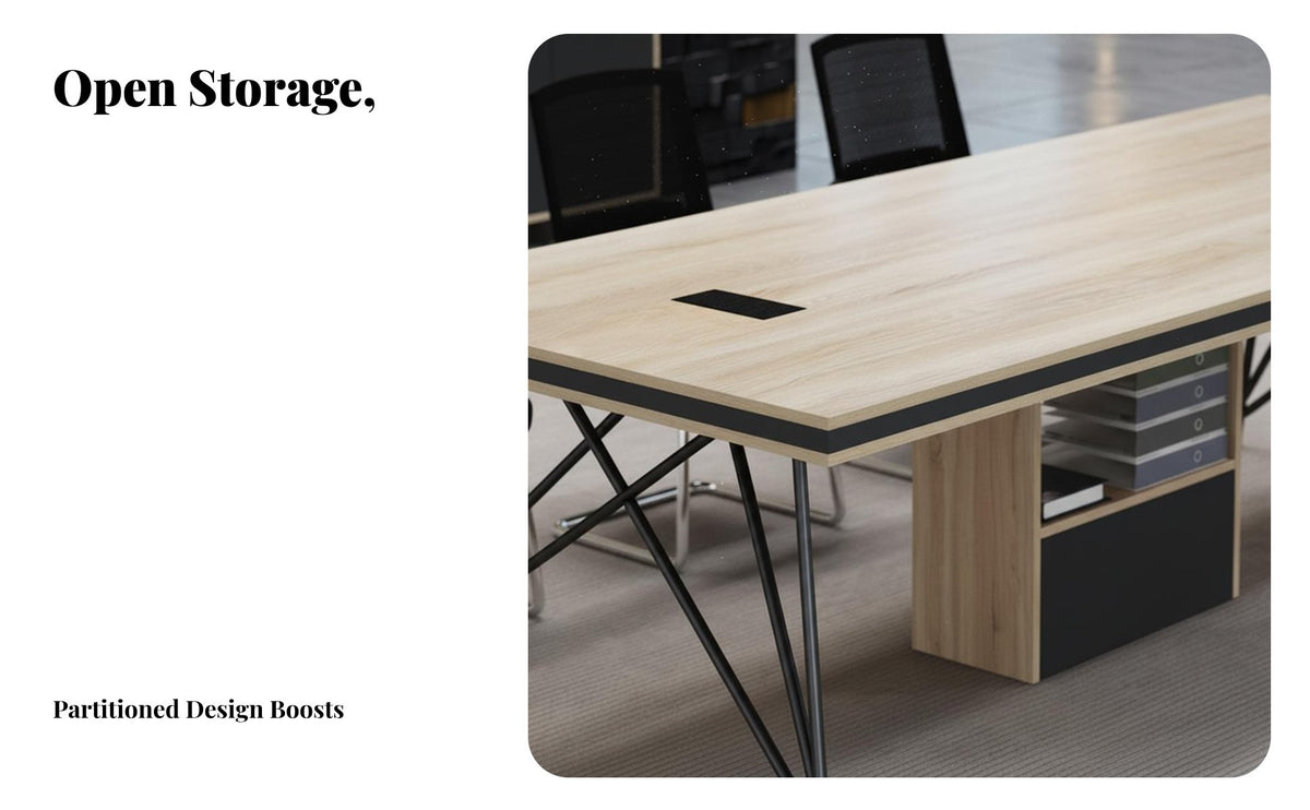 Mechanical aesthetic 6-Person Training Desk Nordic Aesthetic 6-8 Person Boardroom Table Modern Design Office Furniture Spacious work surface for Students, Business Professionals, group Leaders, Conference Room, Meeting Area
