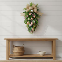 Artificial Blossom Wreath Family Appreciation Day Gift Blossom Door Swag Vintage Homestead Style House Decoration for Porch