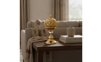Electric Incense Burner Gold-Tone Metal Incense Burner Decorative Censer Ornate Tabletop Censer Electric for Prayer Room, Study