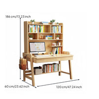 Writing Desk Multi-functional Solid Wood Computer Workstation Bookshelf Storage Adjustable Ergonomic Space-saving Design Suitable for Students Children Home Office Dorm Room Study Area