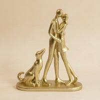 Couple and Dog Statue Decorative Ornament Abstract Human Figure Handmade