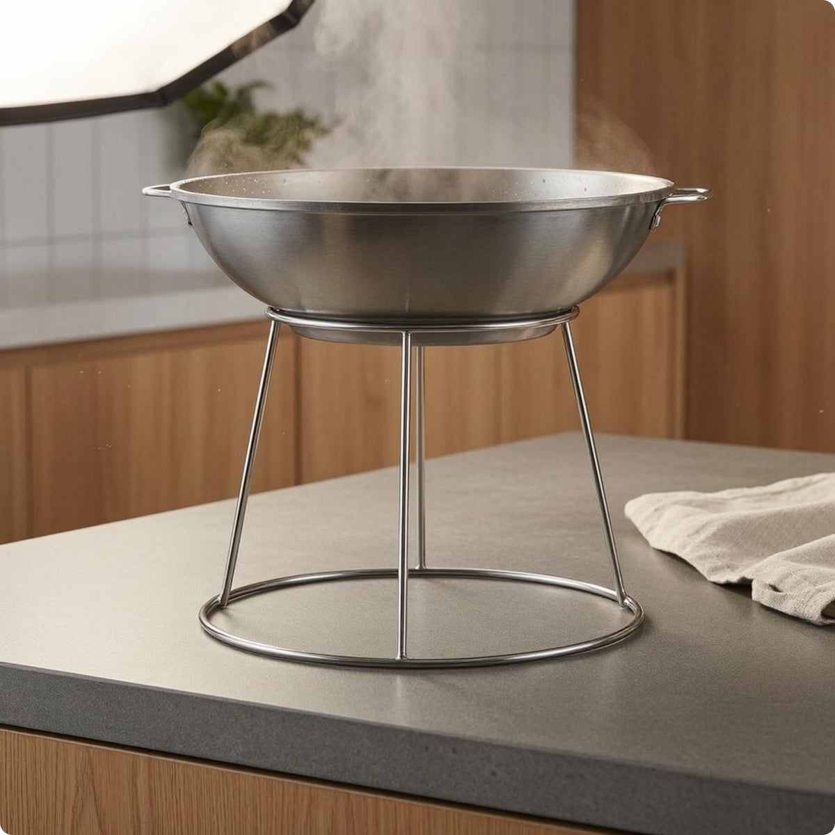Stainless Steel Pot Stand Silver Metal Finish Heat-Resistant Cookware Support