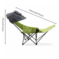 Portable Reclining Chair with Canopy Adjustable Camping Lounger Comfortable Outdoor Lounger with Side Pocket Long-Lasting for Campers, Picnics, Backyard