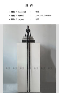 轻奢创意黑色抽象长腿金属人物雕塑装饰样板间大堂售楼部玄关摆件