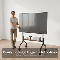 Mobile TV Stand Floor TV Stand Screen Mount Portable TV Cart Stainless Steel Frame with Wheels Suitable for Renters Living Room Bedroom Office
