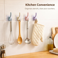 Bedroom and Closet Single Hook for Students and Home Storage, Removable Utility with Strong Sticky Backing for Walls
