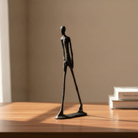 Abstract Human Figurine Cast Iron Abstract Human Statue Sculptural Figurine with Rectangular Base for Art Lovers, Simplicity Seekers, Console Table