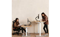 Height-Adjustable Desk White Frame Electric Standing Desk Wide Flat Feet