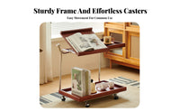Retro Design Mobile Mobile Unit with Storage Multi-Functional Split-Top Rolling Table Space-Saving Household Furniture Lockable Wheels for Apartment Dwellers, Distant Workers, Musicians, Living Room, Small Areas, Bedroom, Home Office
