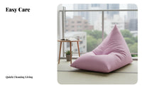 machine-washable Cover Triangle Lounger Chair Easy to Clean Bean Bag snug Floor Sofa No Assembly Required for Apartment Dwellers, Adults, Students, Balcony, Living Room, Bedroom, book corner corner