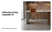 Upholstered Highspine Stool rustic design Bar Chair with spinerest Sturdy Frame for Homeowners, Kitchen