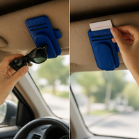 Car Sun Visor Glasses Clip Holder for Sunglasses and Cards, Multi-functional Storage Organizer