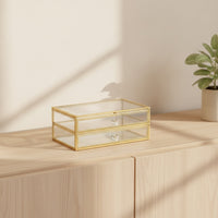 Vintage Jewelry Box with Drawers Transparent Glass Jewelry Box Compact Shockproof for Dresser