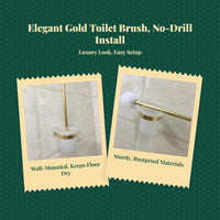 Brushed gold toilet brush, dense bristles