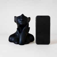 Face-shaped Pen Holder Desk Organizer 12cm×11.5cm Desktop Storage Stationery Storage Plastic-made Pen Holder