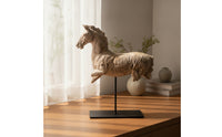 Horse Statue on Stand Rustic Resin Horse Statue Stone-Look Sculpture for Home Stylists, Art Collectors, Entryway, Living Room, Bookshelf