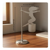 Rotating Metal Woman Sculpture Kinetic Art Lady Statue for Bookshelf, Windowsill