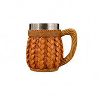 Rustic Beer Mug Wood-Like Stainless Steel Stein Large Capacity for Bar