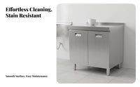 Easy to Clean Stainless Steel Kitchen Cabinet Rust-Resistant Steel Kitchen Cabinet Waterproof 2 Door Pantry Cupboard Large Capacity for Apartment Dwellers, Homeowners, Landlords, Laundry Room, Bathroom, Garage