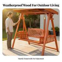 Weather-Resistant 2-Seater Canopy Swing High Weight Capacity Outdoor Furniture Sun Shielding Hanging Bench Reinforced Design for Couples, Families, Garden, Backyard, Patio, Porch