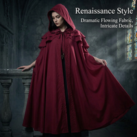 Hooded Cape Fancy Dress Lace Trim, Dress Costume Ruffled Shoulder Cosplay, Halloween Fancy Dress Str - Image 3