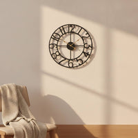 Wall Clock with Metal Frame Openwork Metal Wall Clock Silent for Bedroom, Office