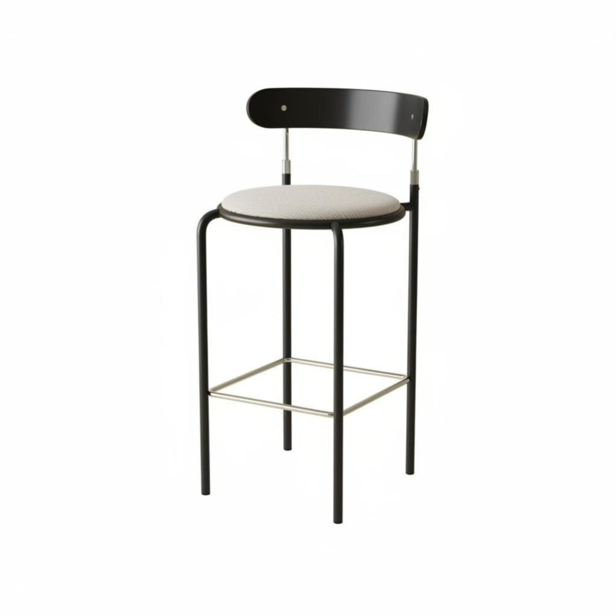 Curved rear High Stool Modern Minimalist Design Counter Chair Built-in Footrest Easy Assembly for Interior Designers, Homeowners