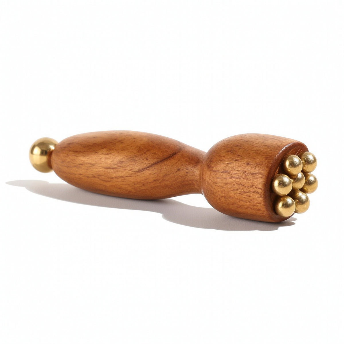 Handheld Facial Massager with Brass Beads Multi-Purpose Wooden Massage Tool Natural Wood Wooden Facial Massager Gentle for Scraping