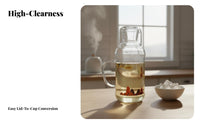 Heat Resistant Retro Glass Water Jug Large Capacity Glass Pitcher with Tumbler Lid Safe Material for Guests, Hosts, Bedroom, Office