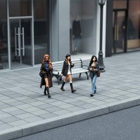 3 Pieces Pedestrian Figures Detailed Finish Hand-Painted Resin Figures