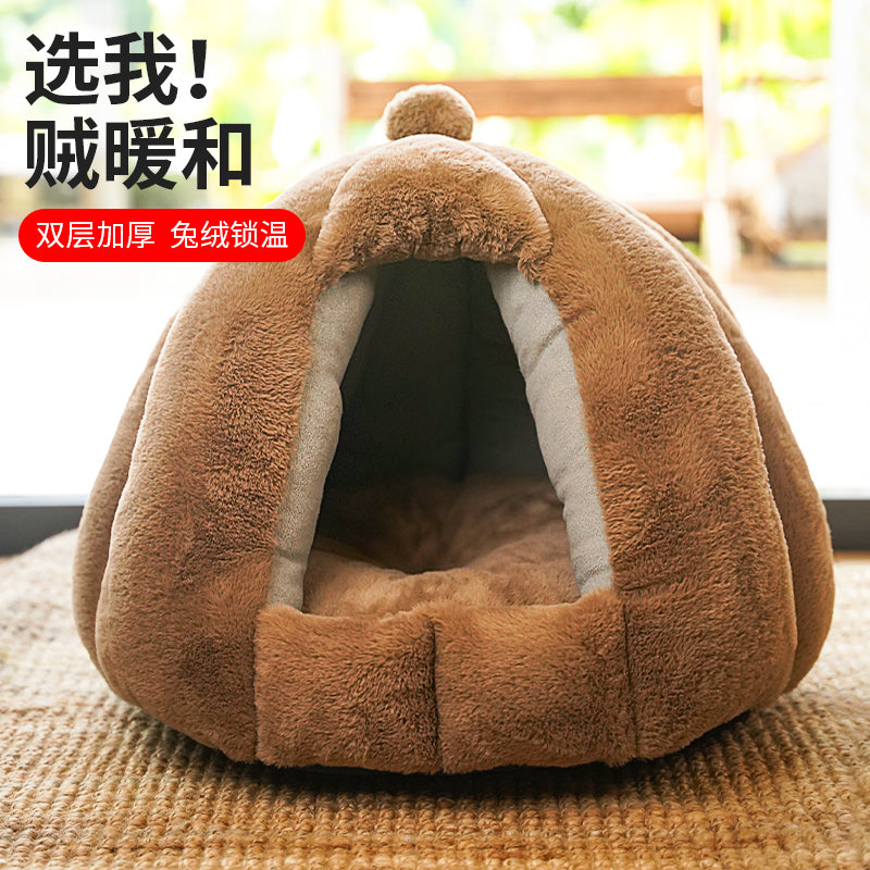 狗窝冬季保暖封闭式猫窝四季通用泰迪小型犬冬天狗床宠物睡觉窝