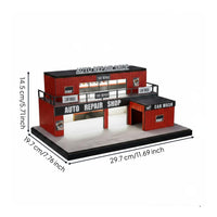 Lighted Parking Scene Model Realistic Details Diecast Garage Model 1:64 Auto Repair Diorama for Collectors, Photo Setup