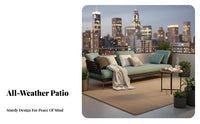 Weather-Resistant 4-Piece Sofa and Armchair Set Waterproof Fabric Loveseat and Chairs with Table Comfortable pads Outdoor Furniture Easy Maintenance for Hospitality Businesses, Homeowners, Families, Balcony, Terrace, rearyard, Porch