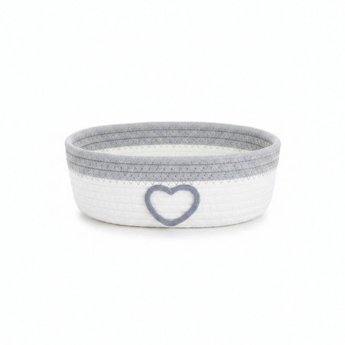 Braided Basket with Heart Woven Cotton Rope Basket Low-Profile for Bedside Table