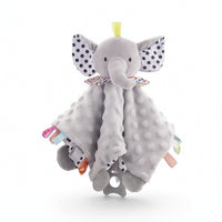 Textured Baby Comforter with Ribbon Tags Soft Loveys Sensory Security Blanket for Newborns, Stroller, Nursery