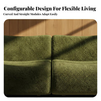 Bamboo-Leg sectional Sofa Curved Design sectional L-Shaped Sofa Deep Seat Living Room Furniture for Apartment Dwellers, Homeowners, Home, Lounge Area