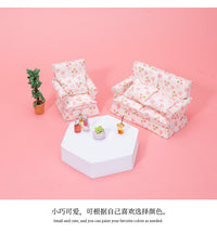 1:12 Dollhouse Miniature Furniture Model Living Room Micro Scene 12-Point Three-Seat Heart Sofa