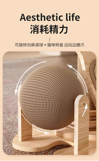 Compact Sisal Cat Scratcher with Nest and Turntable Toy