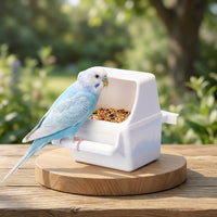 Bird Feeder and Water Cup with Lid, Bird Food Dispenser for Parrot and Budgie, Hanging Bowl with Hook for Cockatiel Cage Mounting