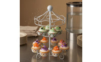 Powder-Coated 12-Cup Cake Stand Iron White Cupcake Stand Openwork Tableware Curled Feet