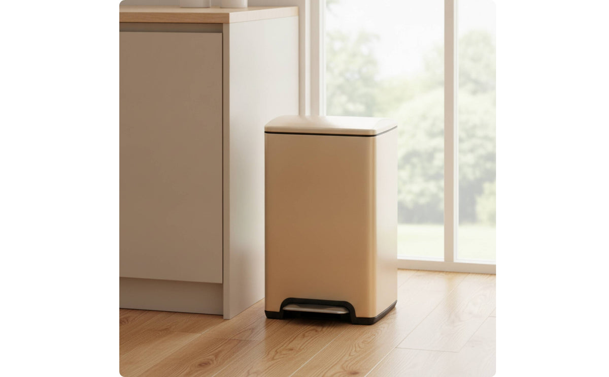 Trash Can with Step Pedal Stainless Steel Trash Bin with Liner Square Pedal Bin for Office