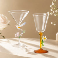 Luxury High-Foot Floral Cocktail Glass for Champagne and Bubbly