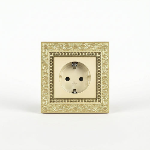Decorative Wall Socket Panel with Floral Border Vintage Socket Panel Retro Outlet Faceplate Embossed for Interior Designers, Homeowners, Home Renovation, Living Room, Hotel