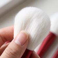6-Piece Wine Red Handle Makeup Brush Set for Face and Eyes