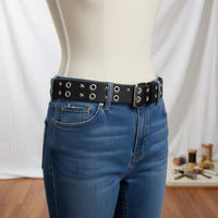 Star Eyelet Belt Gift Choice Double Prong Buckle Belt for Jeans, Women, Men