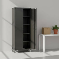 Metal Storage Cabinet Lockable Casters Rolling Storage Cabinet Removable Shelves Household Organizer for Office, Home